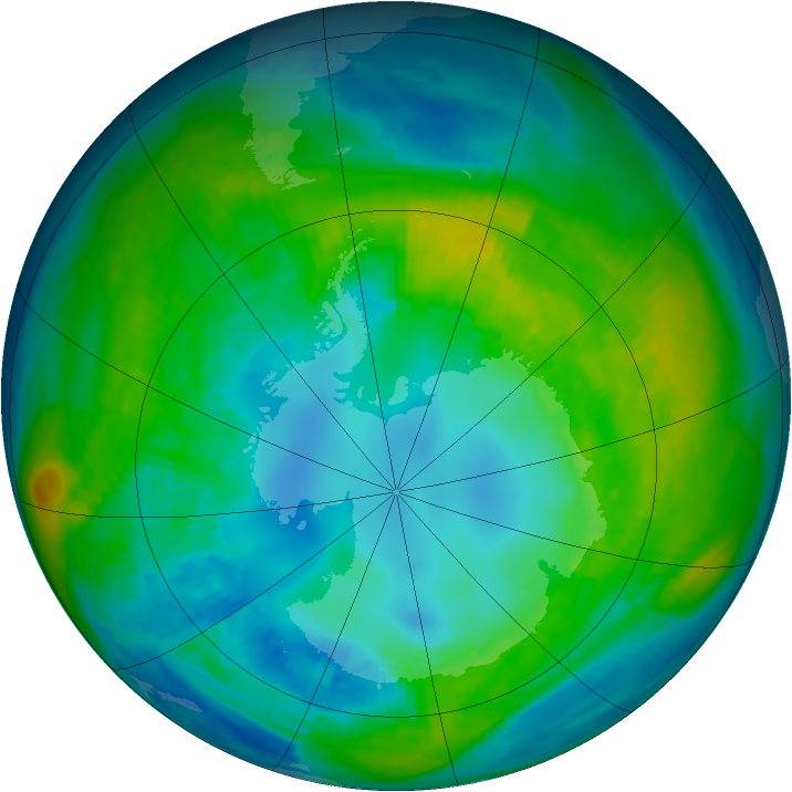 Antarctic ozone map for 23 April 1980
